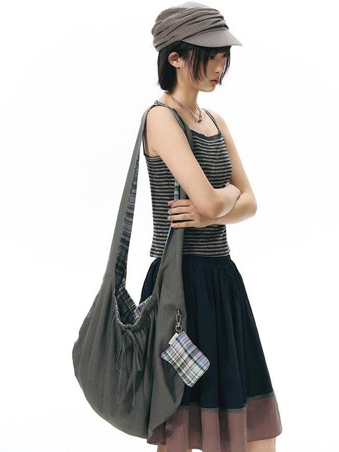 NAPSNAPS Star Grey Plaid Reversible Button Dumpling Women&