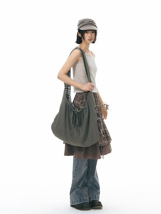 NAPSNAPS Star Grey Plaid Reversible Button Dumpling Women&