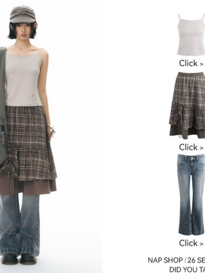 NAPSNAPS Star Grey Plaid Reversible Button Dumpling Women&