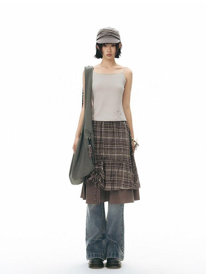 NAPSNAPS Star Grey Plaid Reversible Button Dumpling Women&