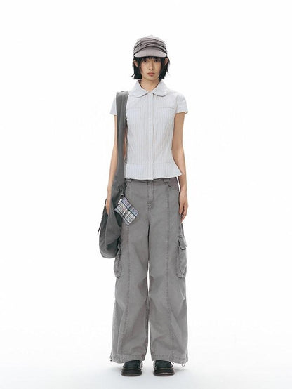 NAPSNAPS Star Grey Plaid Reversible Button Dumpling Women&