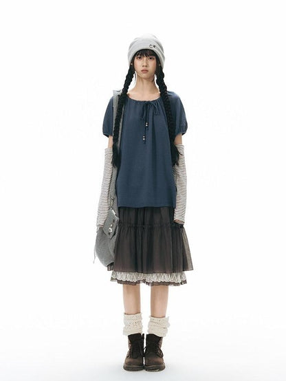 NAPSNAPS Star Grey Plaid Reversible Button Dumpling Women&