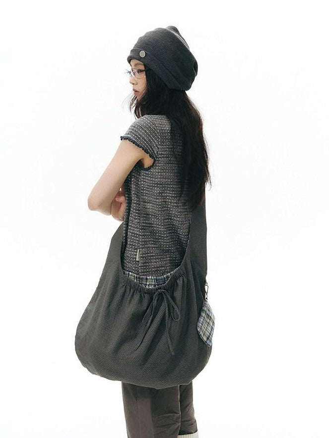 NAPSNAPS Star Grey Plaid Reversible Button Dumpling Women&