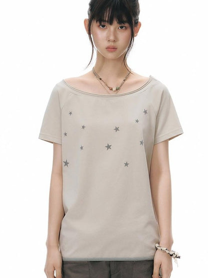 NAPSNAPS Star Print Asymmetric One Shoulder Women&