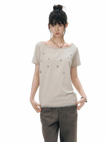 NAPSNAPS Star Print Asymmetric One Shoulder Women&