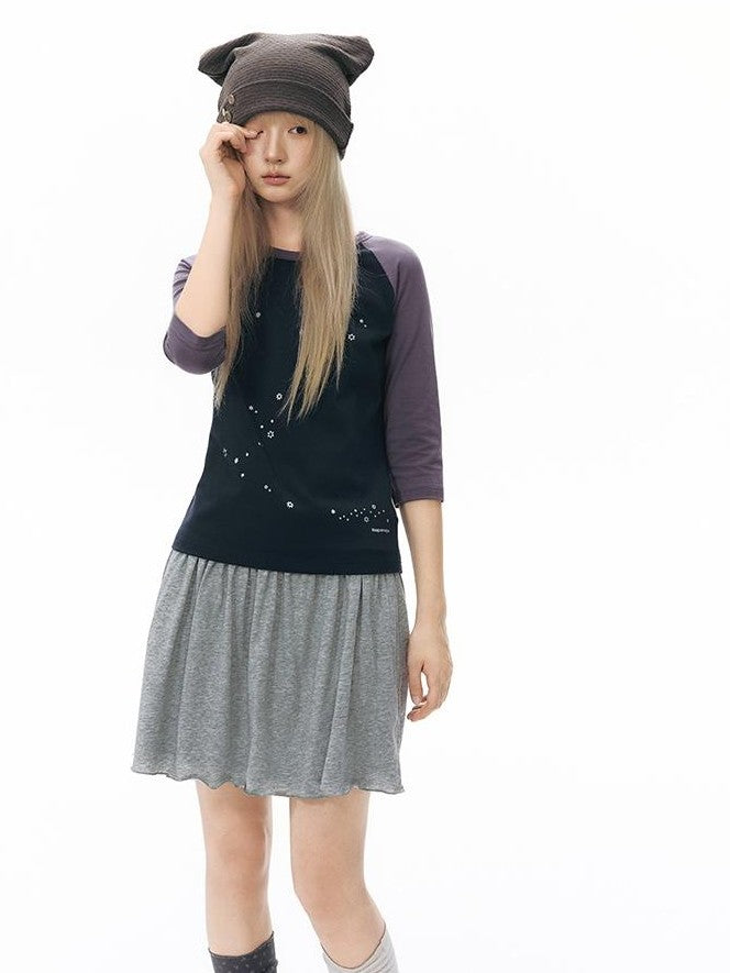 NAPSNAPS Star Print Colorblock Raglan Women&