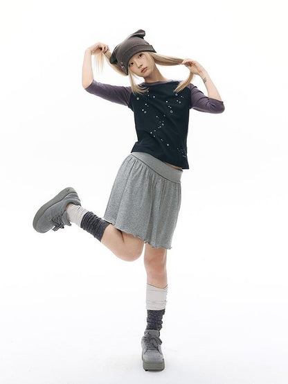 NAPSNAPS Star Print Colorblock Raglan Women&