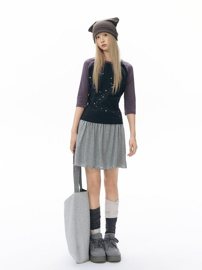 NAPSNAPS Star Print Colorblock Raglan Women&