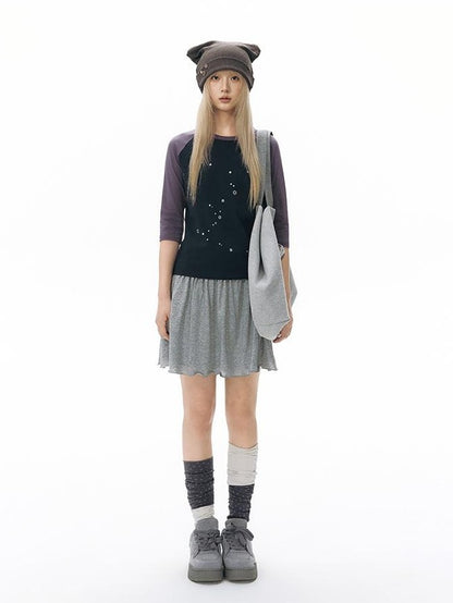 NAPSNAPS Star Print Colorblock Raglan Women&