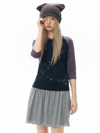 NAPSNAPS Star Print Colorblock Raglan Women&