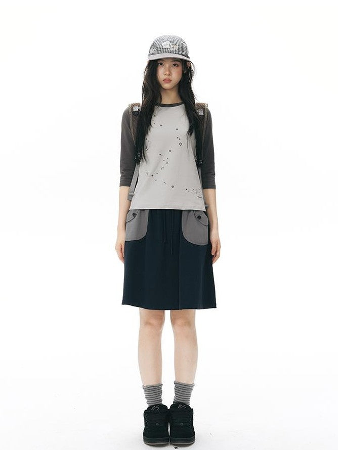 NAPSNAPS Star Print Colorblock Raglan Women&