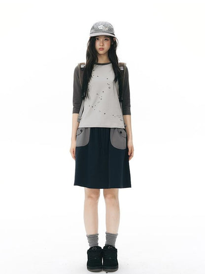NAPSNAPS Star Print Colorblock Raglan Women&