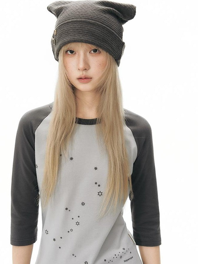 NAPSNAPS Star Print Colorblock Raglan Women&