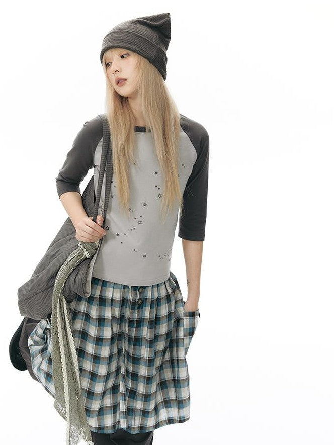 NAPSNAPS Star Print Colorblock Raglan Women&