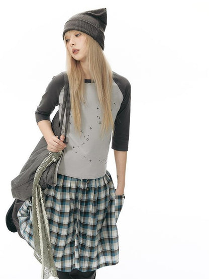 NAPSNAPS Star Print Colorblock Raglan Women&