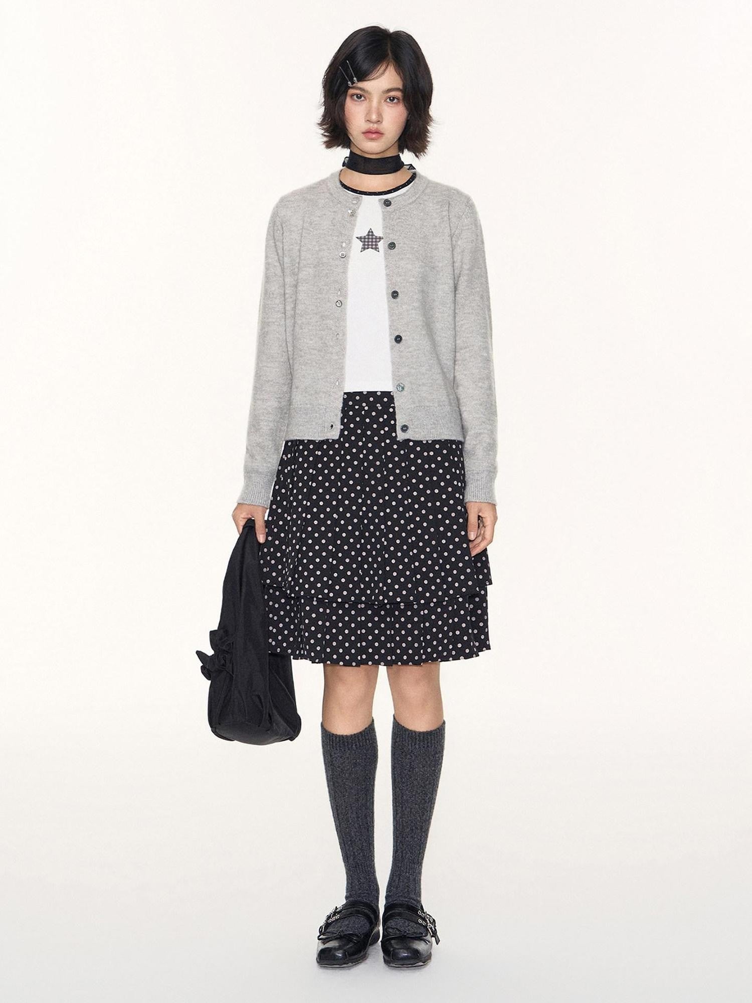 NAPSNAPS Star Print Contrast Collar Crop Women&