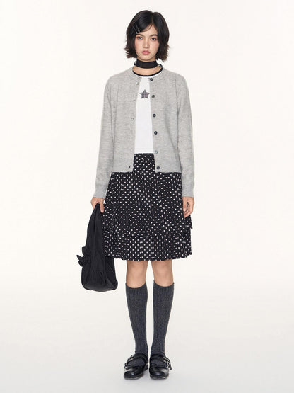 NAPSNAPS Star Print Contrast Collar Crop Women&