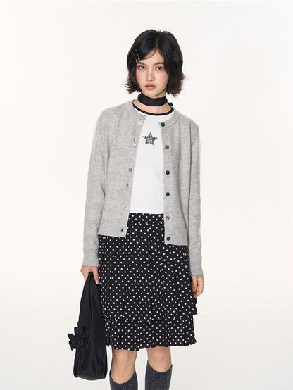 NAPSNAPS Star Print Contrast Collar Crop Women&