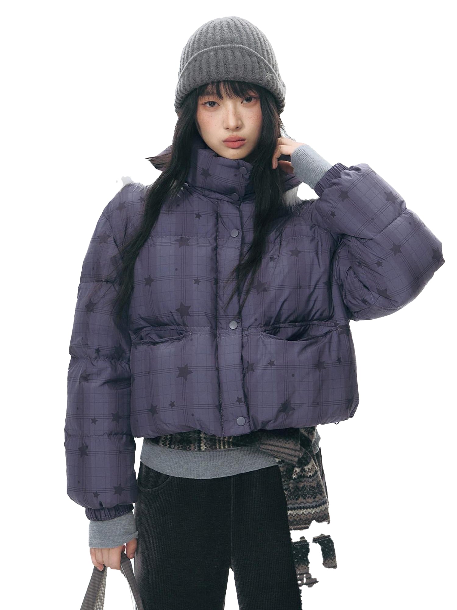 NAPSNAPS Star Print Detachable Hood Women&