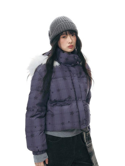 NAPSNAPS Star Print Detachable Hood Women&