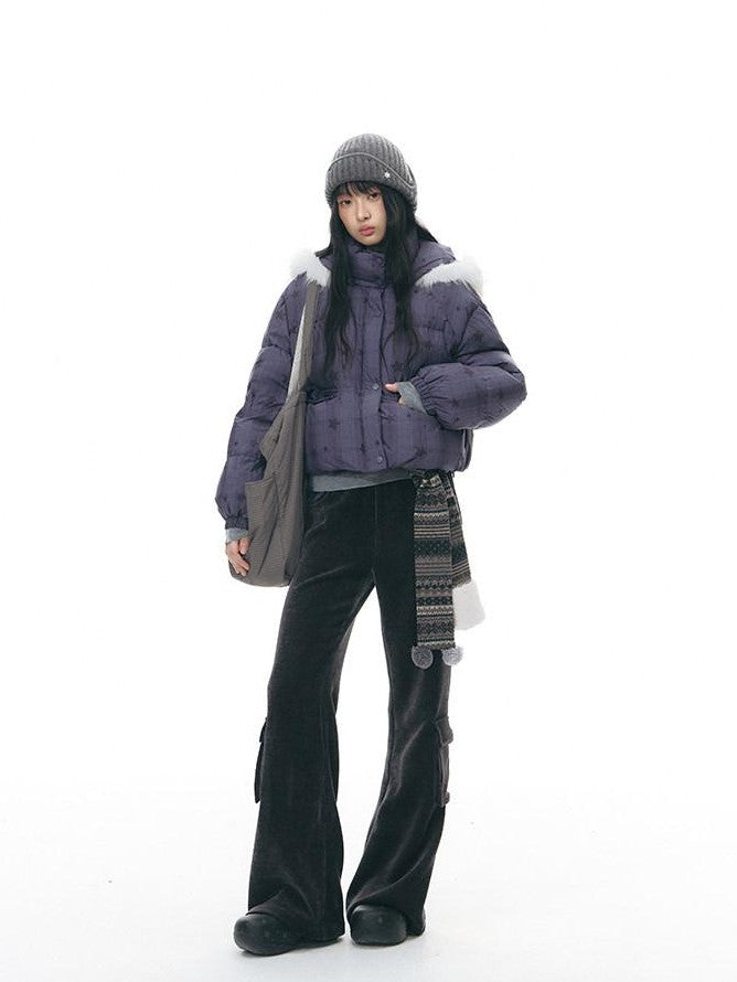 NAPSNAPS Star Print Detachable Hood Women&