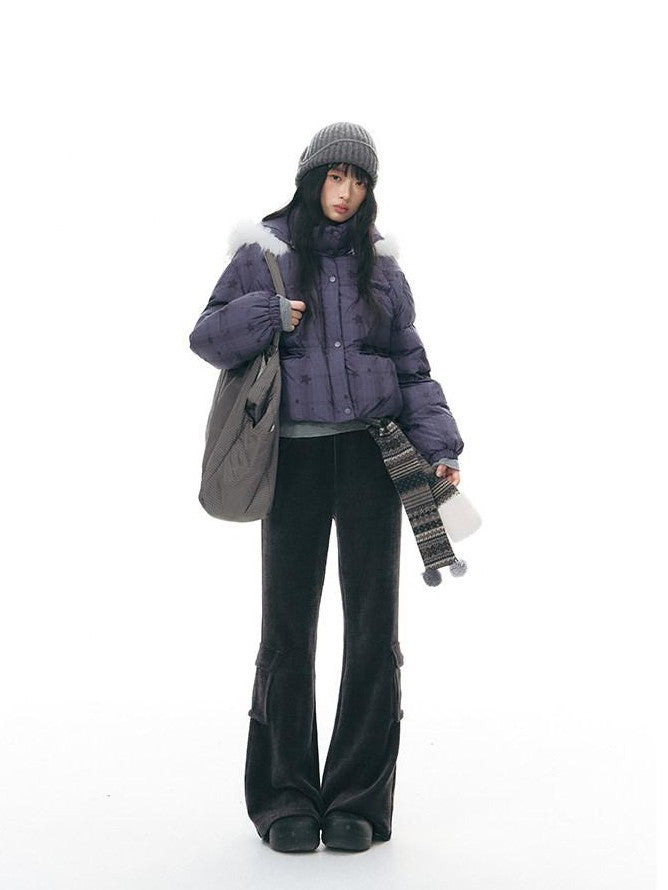 NAPSNAPS Star Print Detachable Hood Women&