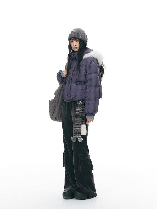 NAPSNAPS Star Print Detachable Hood Women&