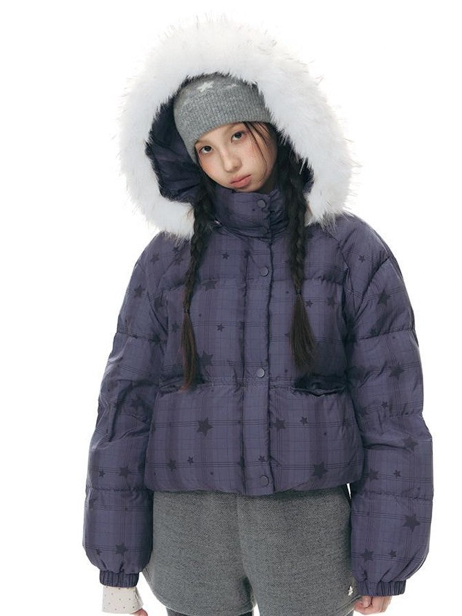 NAPSNAPS Star Print Detachable Hood Women&