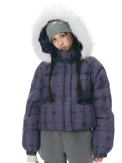 NAPSNAPS Star Print Detachable Hood Women&