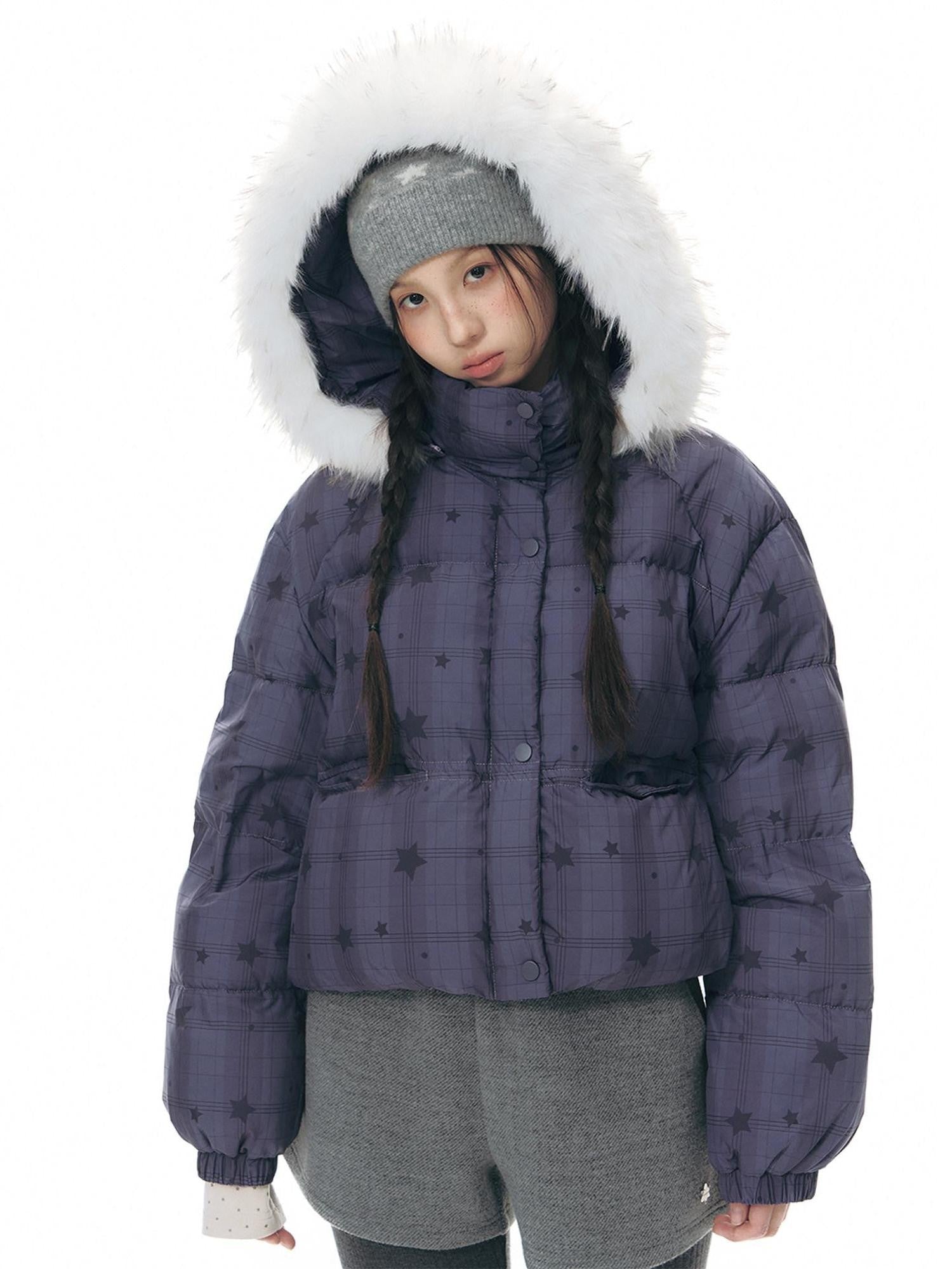 NAPSNAPS Star Print Detachable Hood Women&