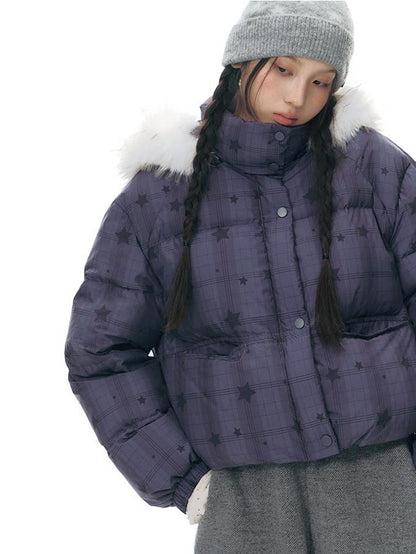 NAPSNAPS Star Print Detachable Hood Women&