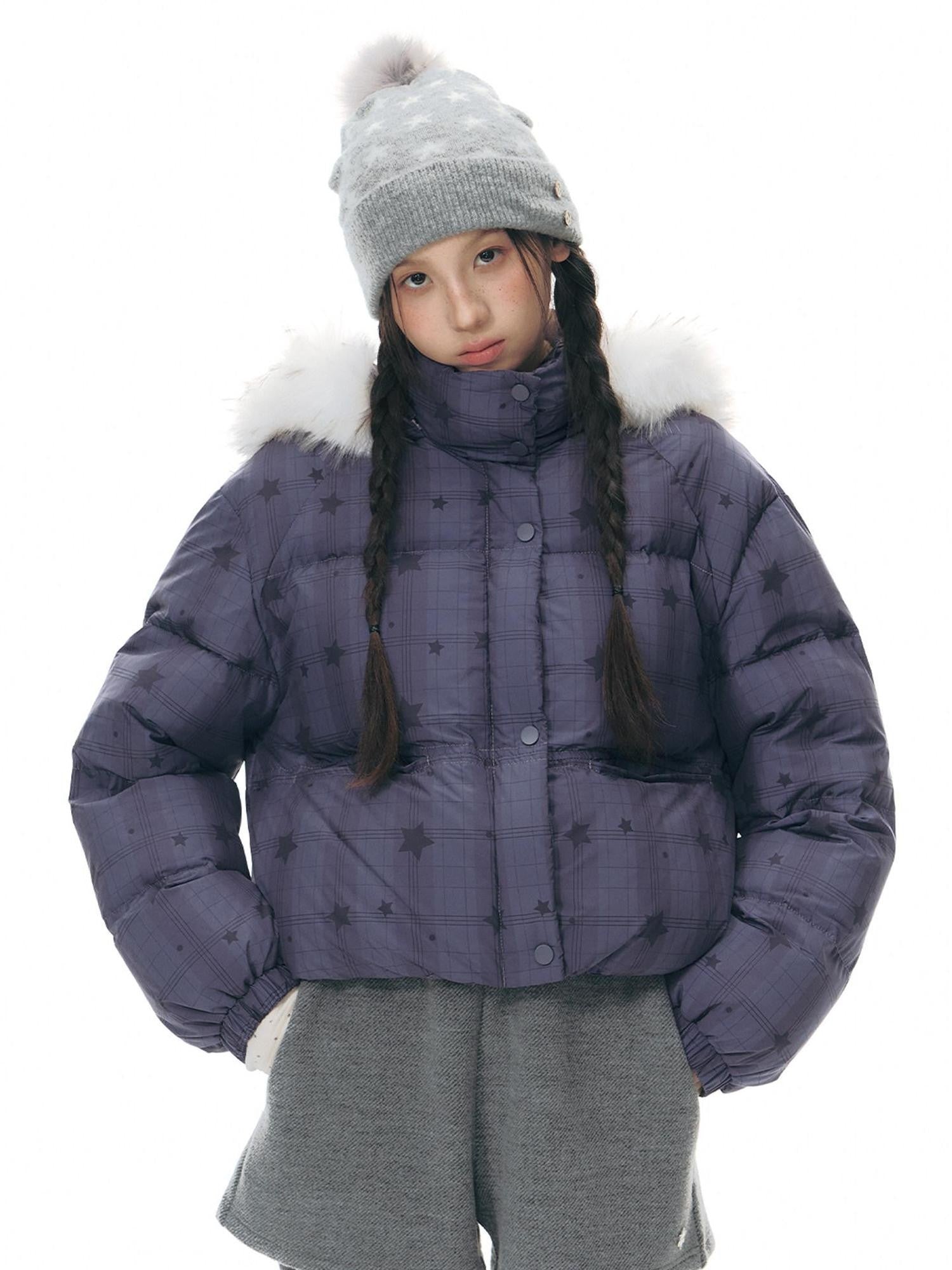 NAPSNAPS Star Print Detachable Hood Women&