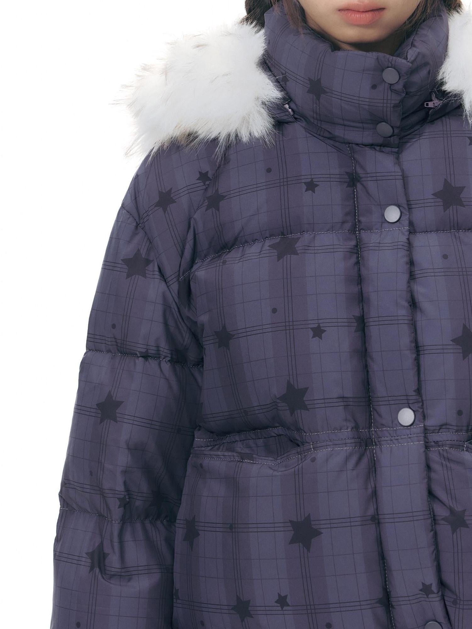 NAPSNAPS Star Print Detachable Hood Women&