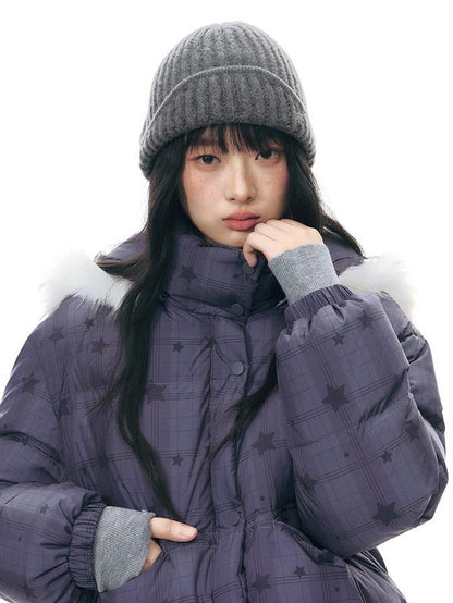 NAPSNAPS Star Print Detachable Hood Women&