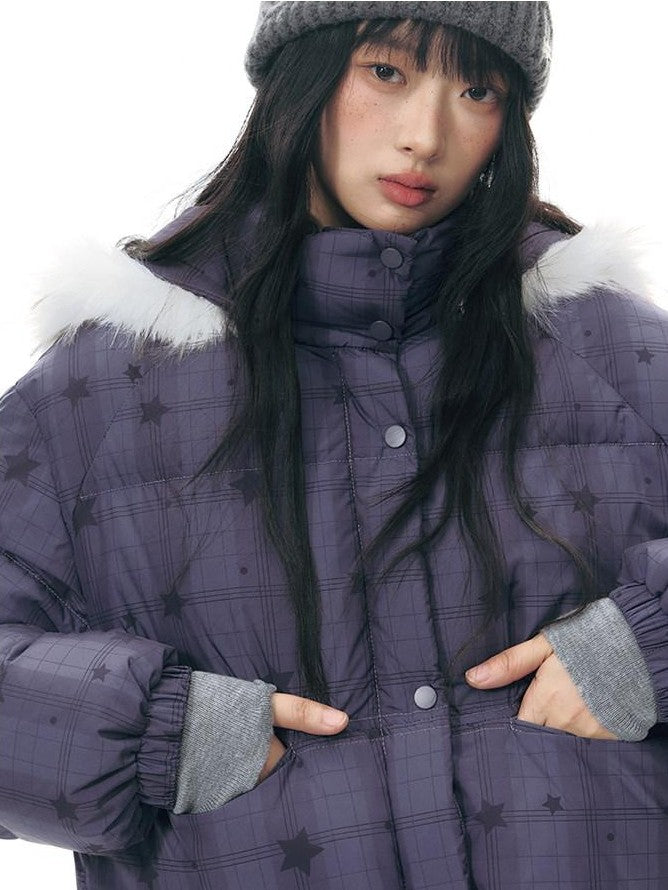 NAPSNAPS Star Print Detachable Hood Women&