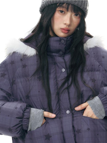 NAPSNAPS Star Print Detachable Hood Women&