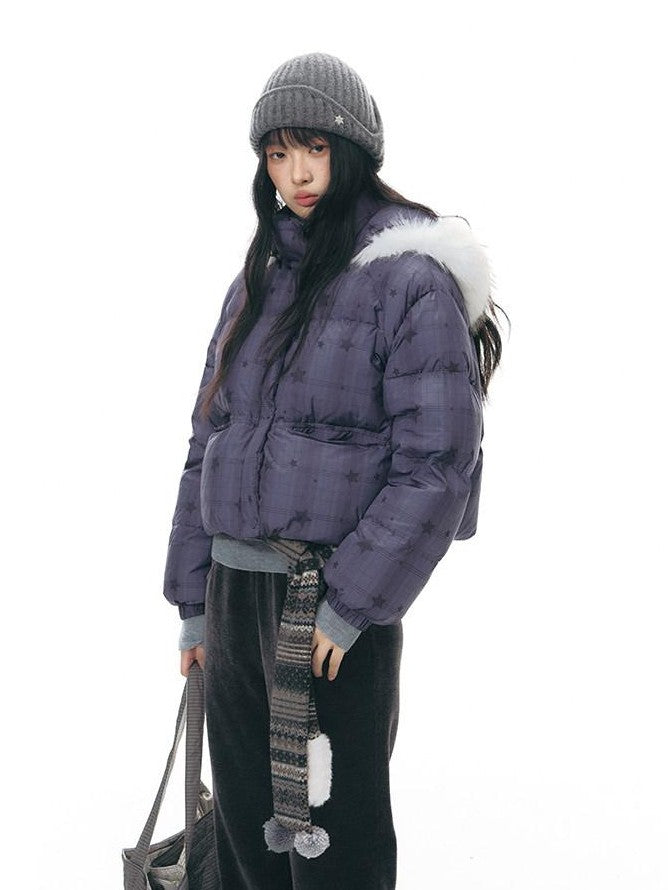 NAPSNAPS Star Print Detachable Hood Women&