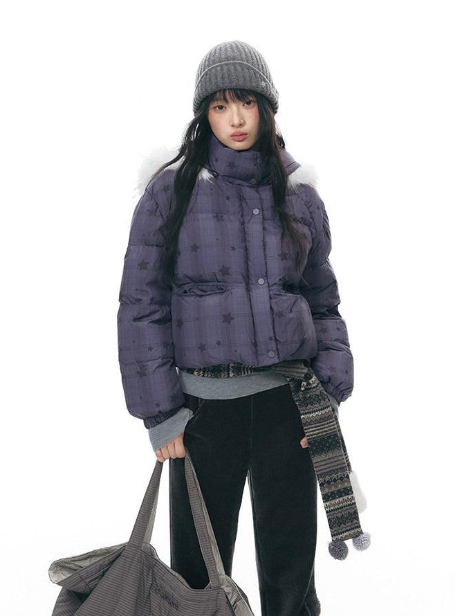 NAPSNAPS Star Print Detachable Hood Women&