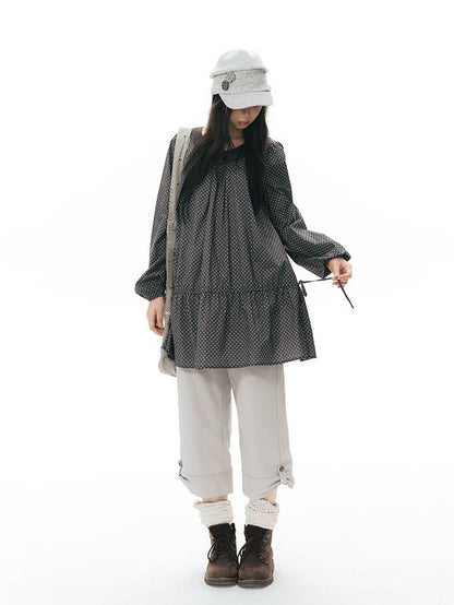 NAPSNAPS Star Print Patchwork Doll Shirtdress Women&