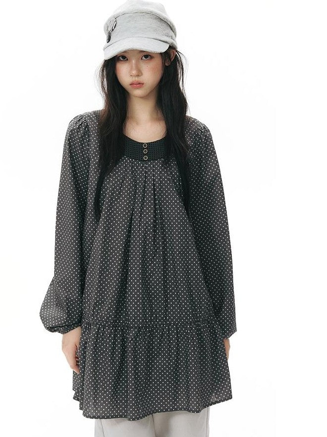 NAPSNAPS Star Print Patchwork Doll Shirtdress Women&