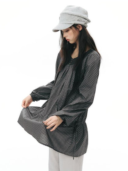 NAPSNAPS Star Print Patchwork Doll Shirtdress Women&
