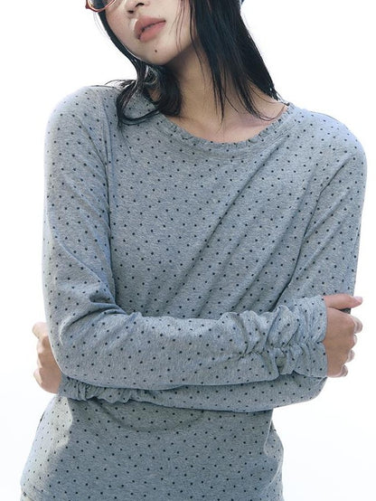 NAPSNAPS Star Print Ruffle Trim Round Neck Cotton Women&