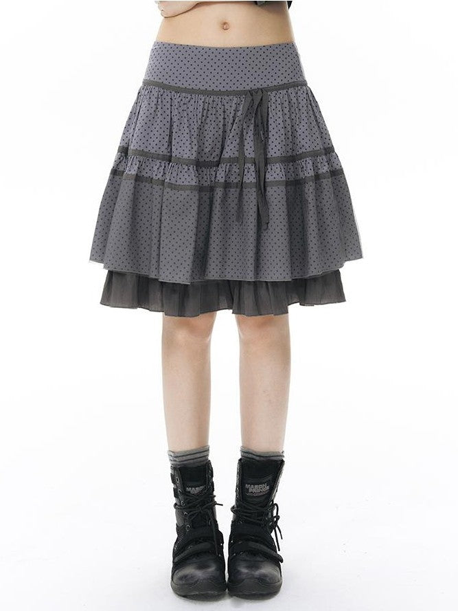 NAPSNAPS Star Print Spliced Panel Tiered A Line Women&