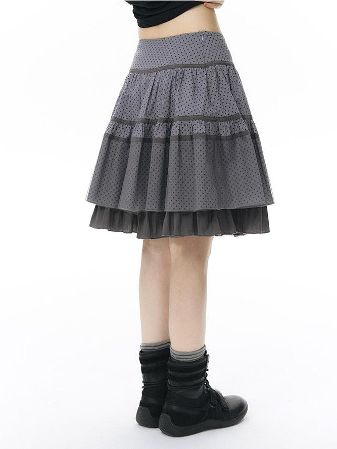 NAPSNAPS Star Print Spliced Panel Tiered A Line Women&