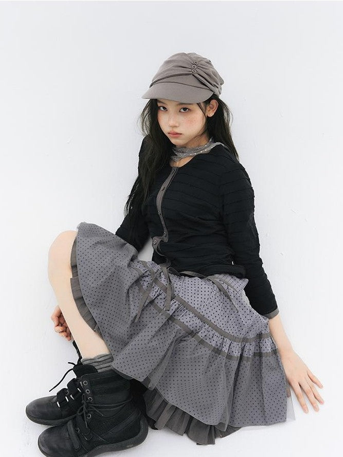 NAPSNAPS Star Print Spliced Panel Tiered A Line Women&