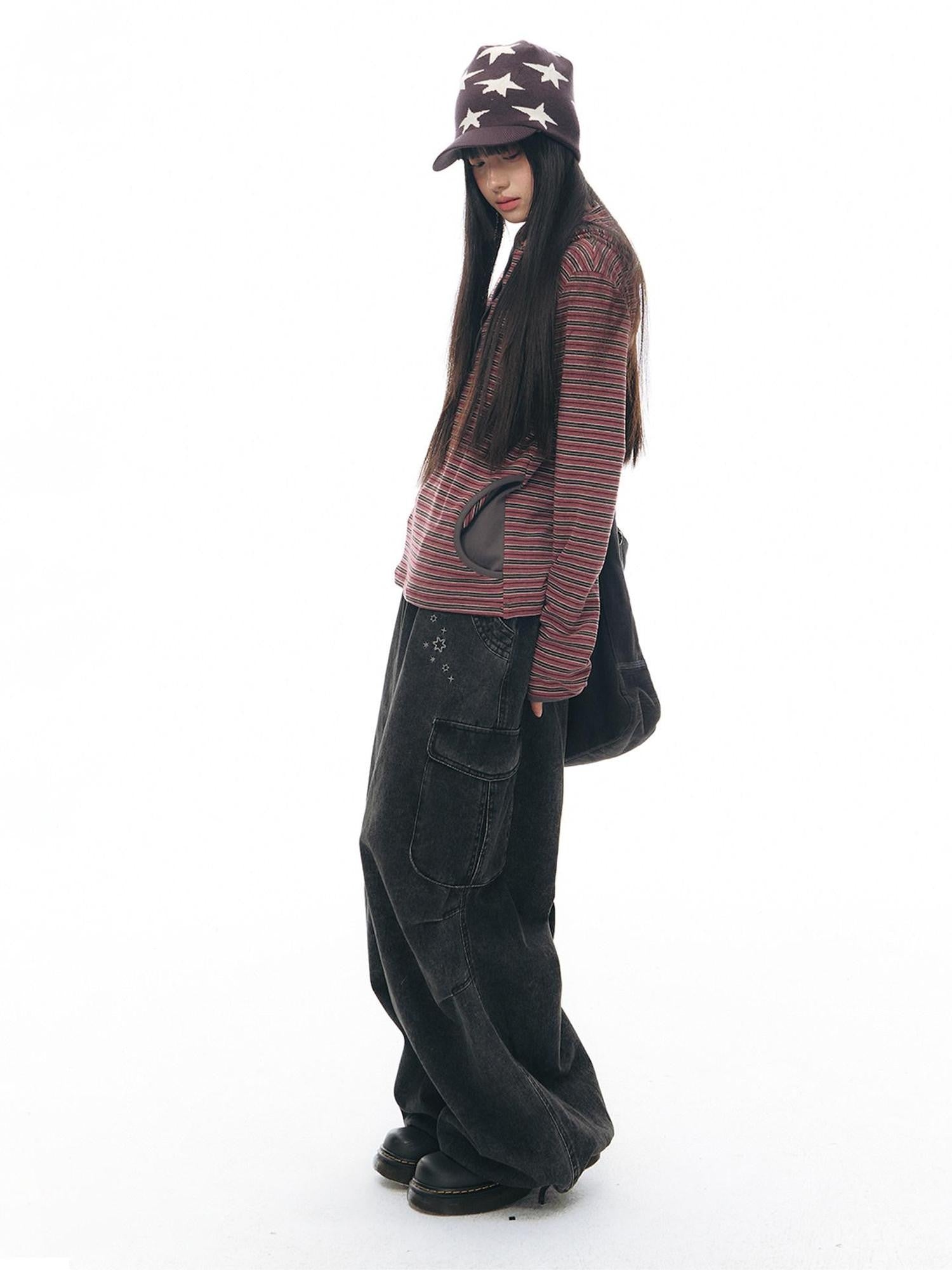 NAPSNAPS Stonewash Embroidered High Waist Women&