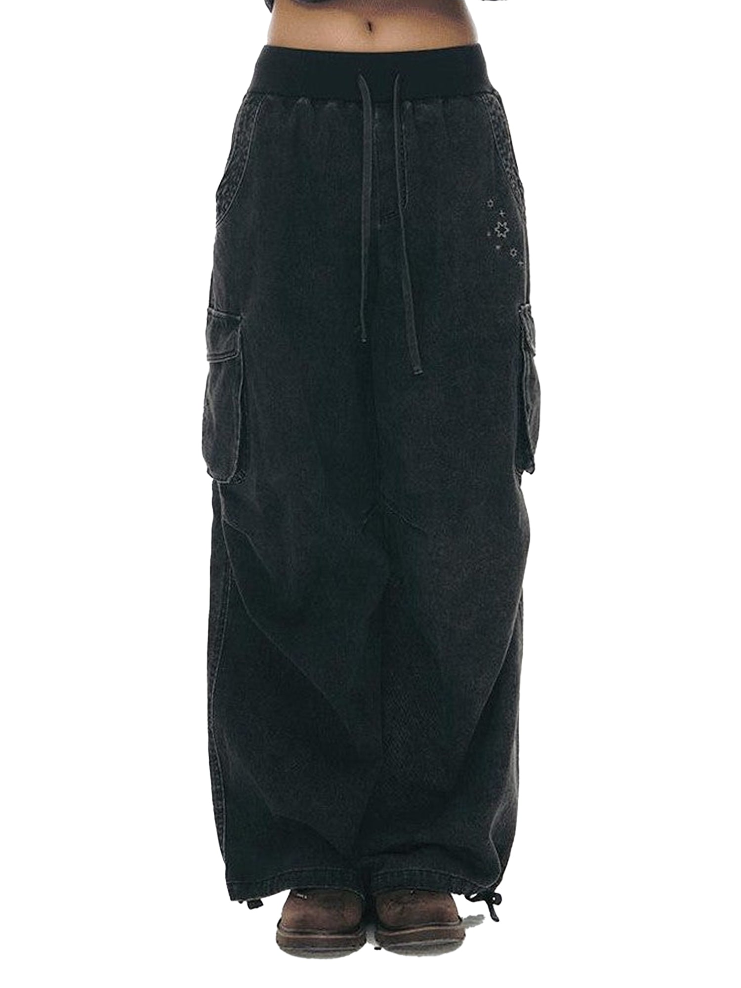 NAPSNAPS Stonewash Embroidered High Waist Women&