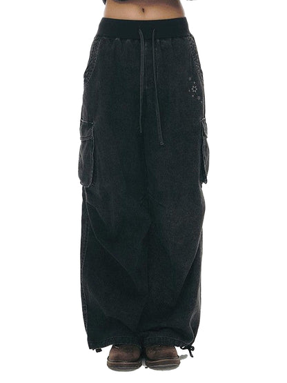 NAPSNAPS Stonewash Embroidered High Waist Women&