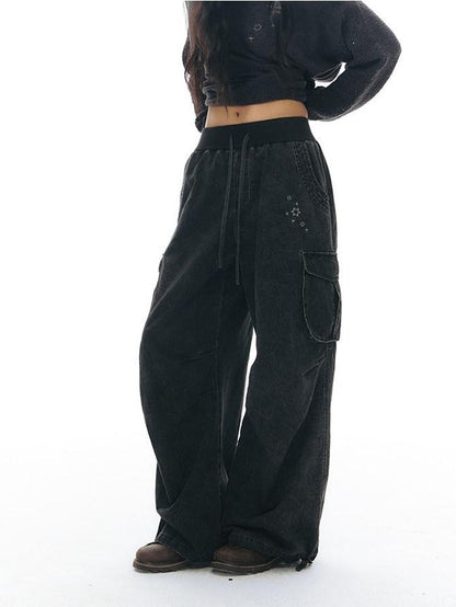 NAPSNAPS Stonewash Embroidered High Waist Women&