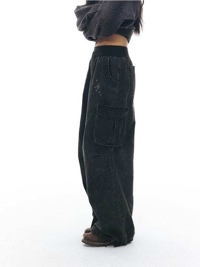 NAPSNAPS Stonewash Embroidered High Waist Women&